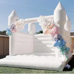 All white open castle bounce house 13 x 13