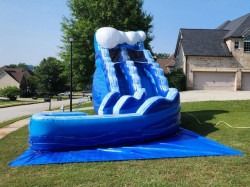 17' Blue Marble Wave Curved Inflatable Water Slide